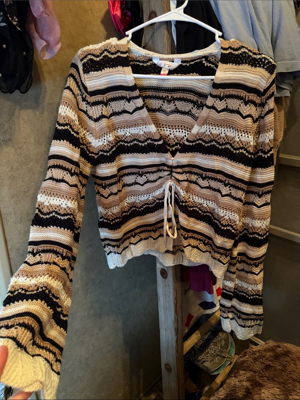 Super Cute Flowy Crotchet Cardigan- Tie-Front